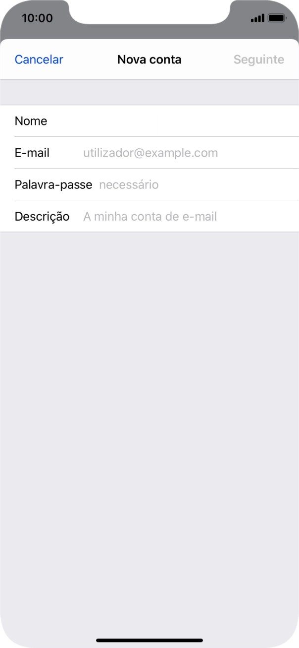 Prima E-mail e introduza o seu endereço de e-mail Vodafone.