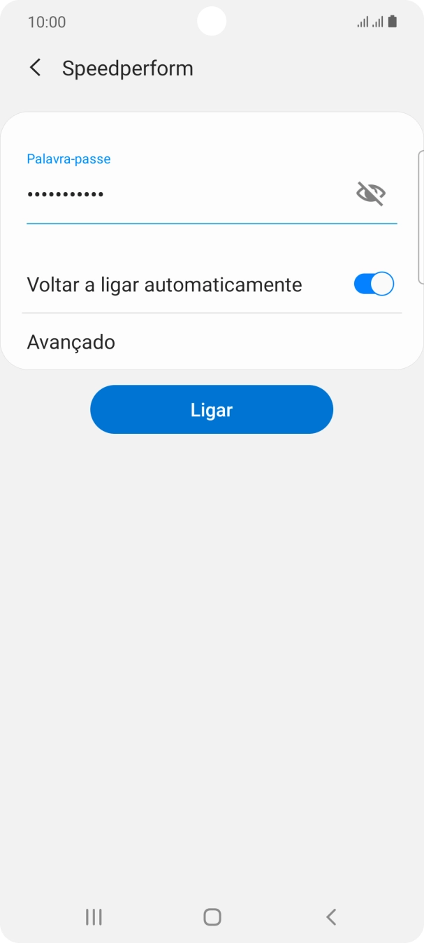 Introduza a password da rede Wi-Fi e prima Ligar.