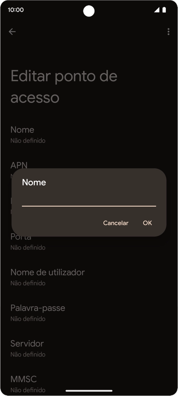 Introduza Vodafone Internet e prima OK.