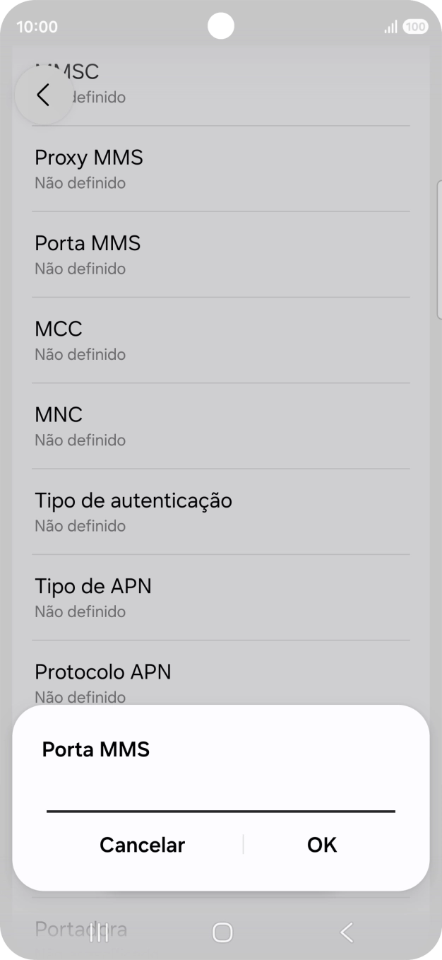 Introduza 80 e prima OK.