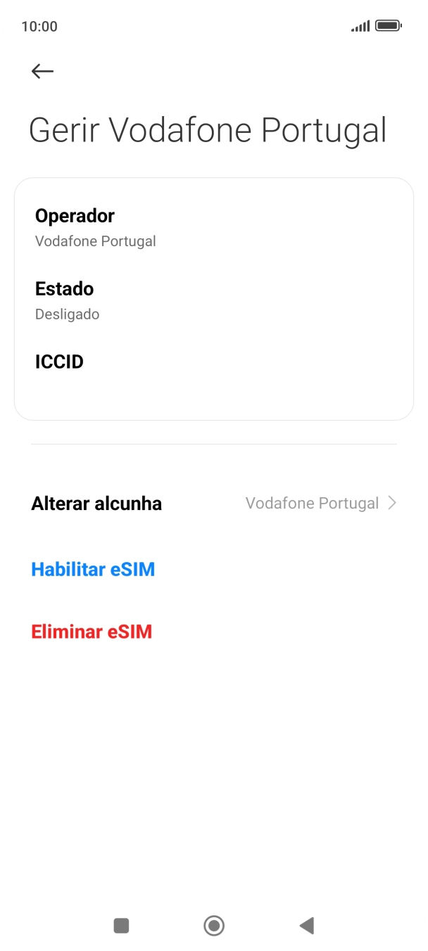 Se ativar a utilização do plano, deve premir Habilitar eSIM.