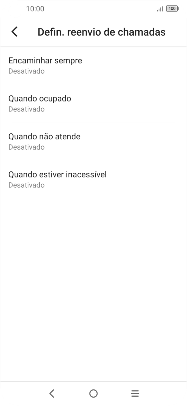 Prima o tipo de desvio pretendido.