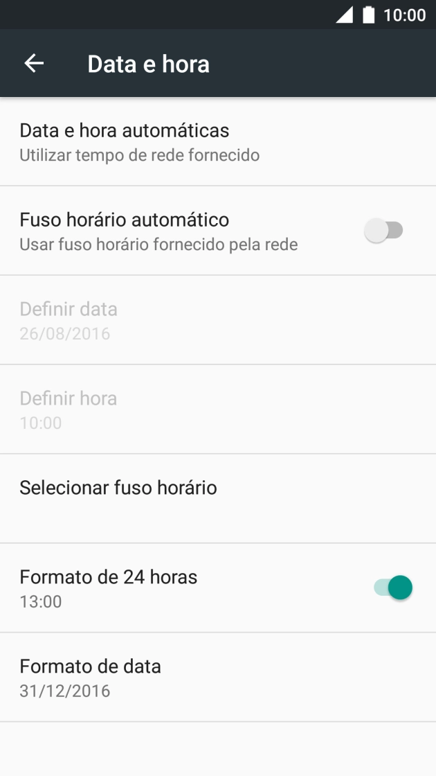 Prima Fuso horário automático para ativar a função.