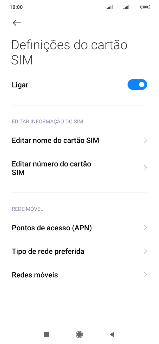 Prima Tipo de rede preferida.