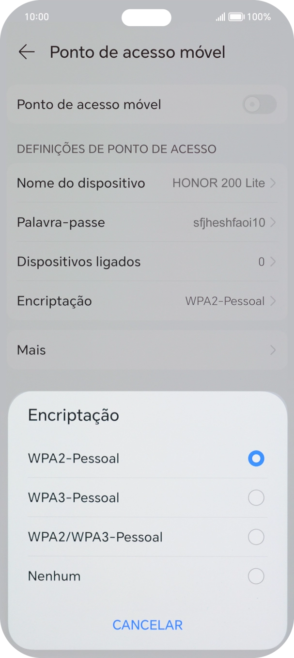 Prima WPA3-Personal para proteger o hotspot Wi-Fi com uma password.