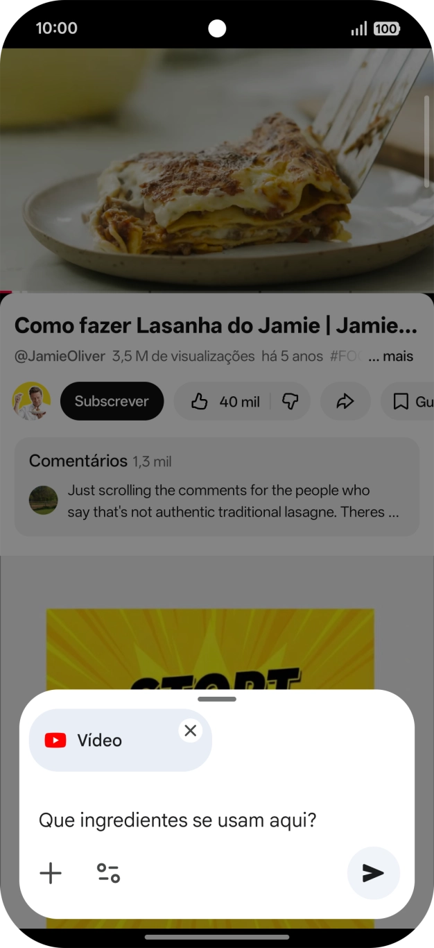 Siga as indicações no ecrã para escrever ou ditar a pergunta pretendida para o vídeo.