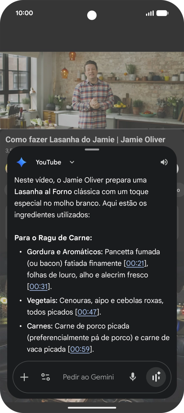 A resposta da Gemini à sua pergunta é agora mostrada no ecrã.