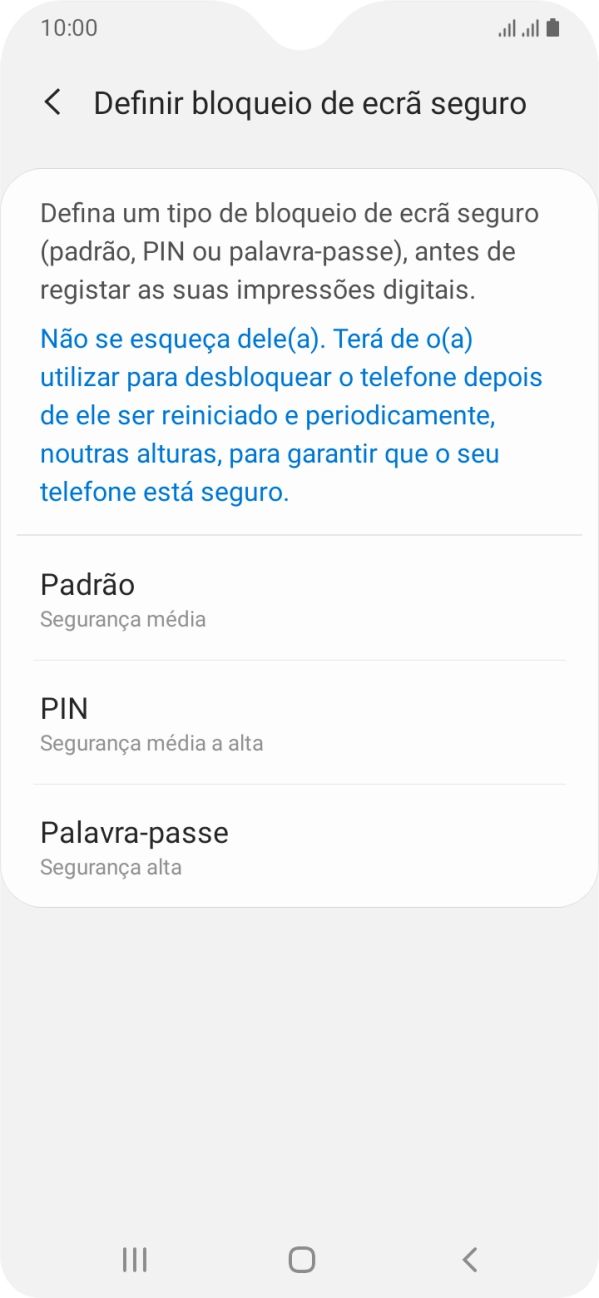 Prima o código de bloqueio do telefone pretendido e siga as indicações no ecrã para estabelecer um código de bloqueio adicional.