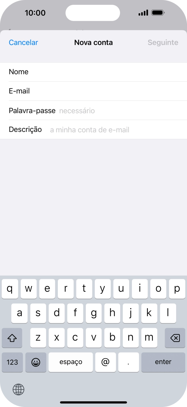 Prima Palavra-passe e introduza a password da sua conta de e-mail na Vodafone.
