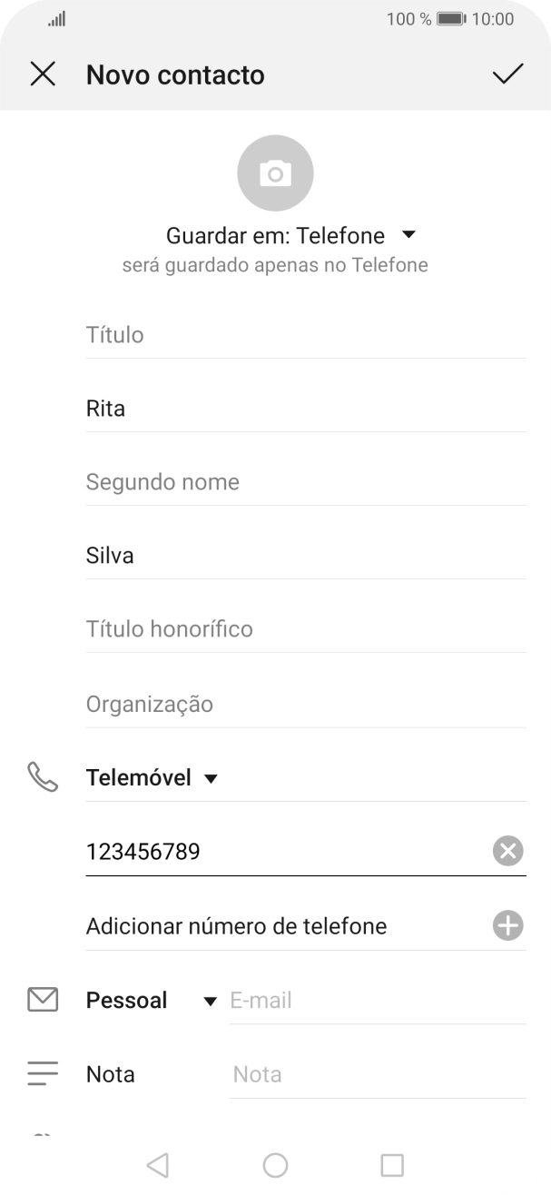 Prima o ícone para aceitar.