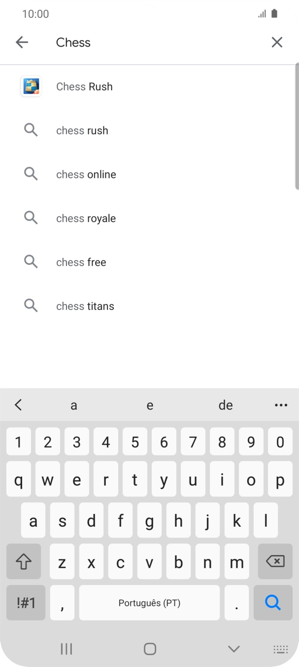 Introduza o nome ou categoria da app pretendida e prima o ícone para pesquisar.