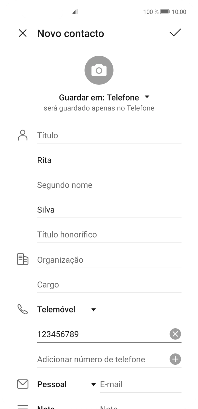 Prima o ícone para aceitar.