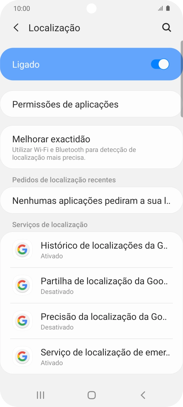 Prima Permissões de aplicações.