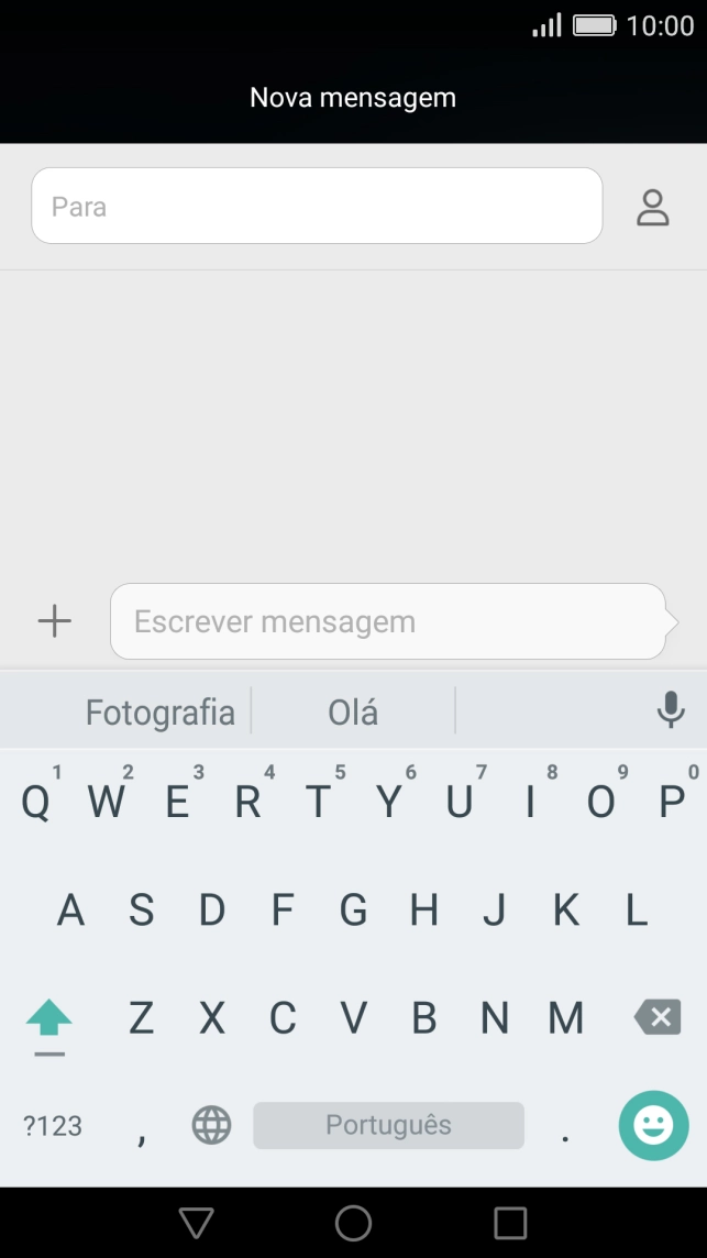 Abra uma nota, mensagem ou e-mail para que o teclado apareça no ecrã e o telefone fique pronto para a escrita de texto.