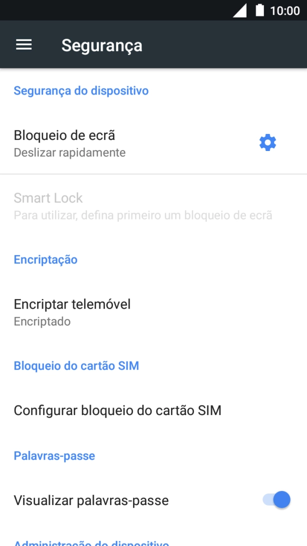Prima Configurar bloqueio do cartão SIM.