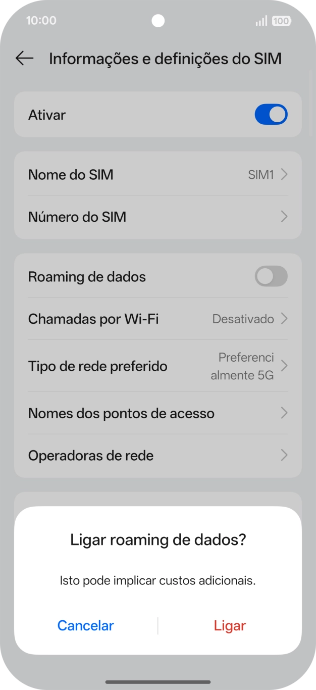 Se ativar a função, prima Ligar.