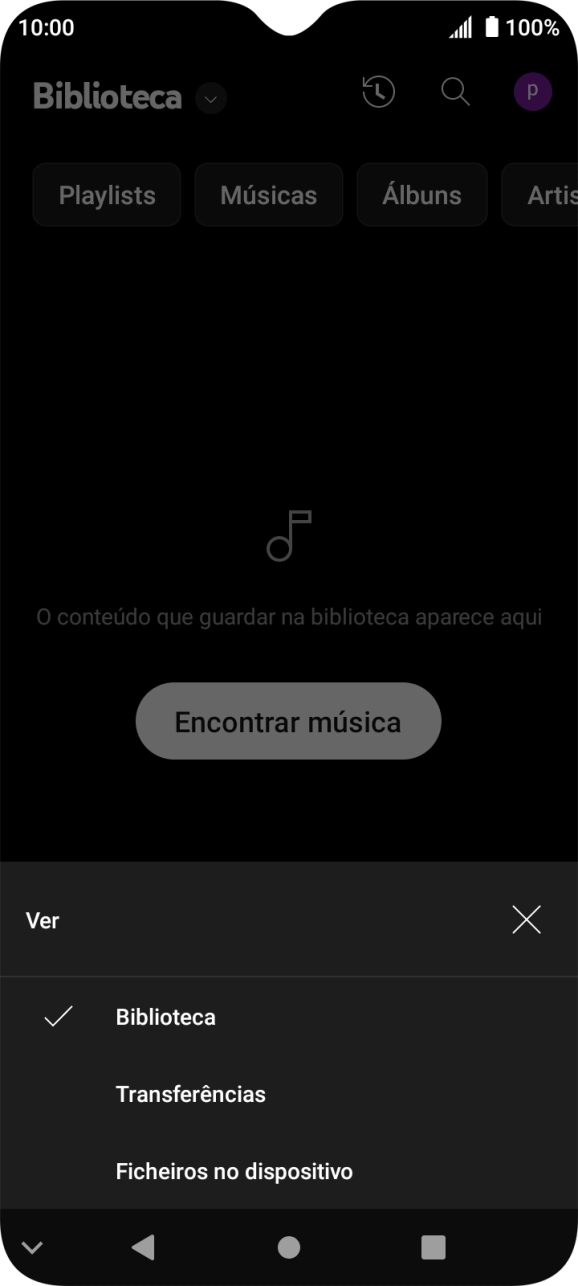 Prima a categoria pretendida e dirija-se ao ficheiro de música pretendido.