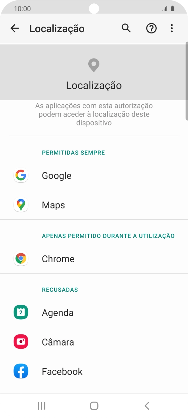 Prima a app pretendida.