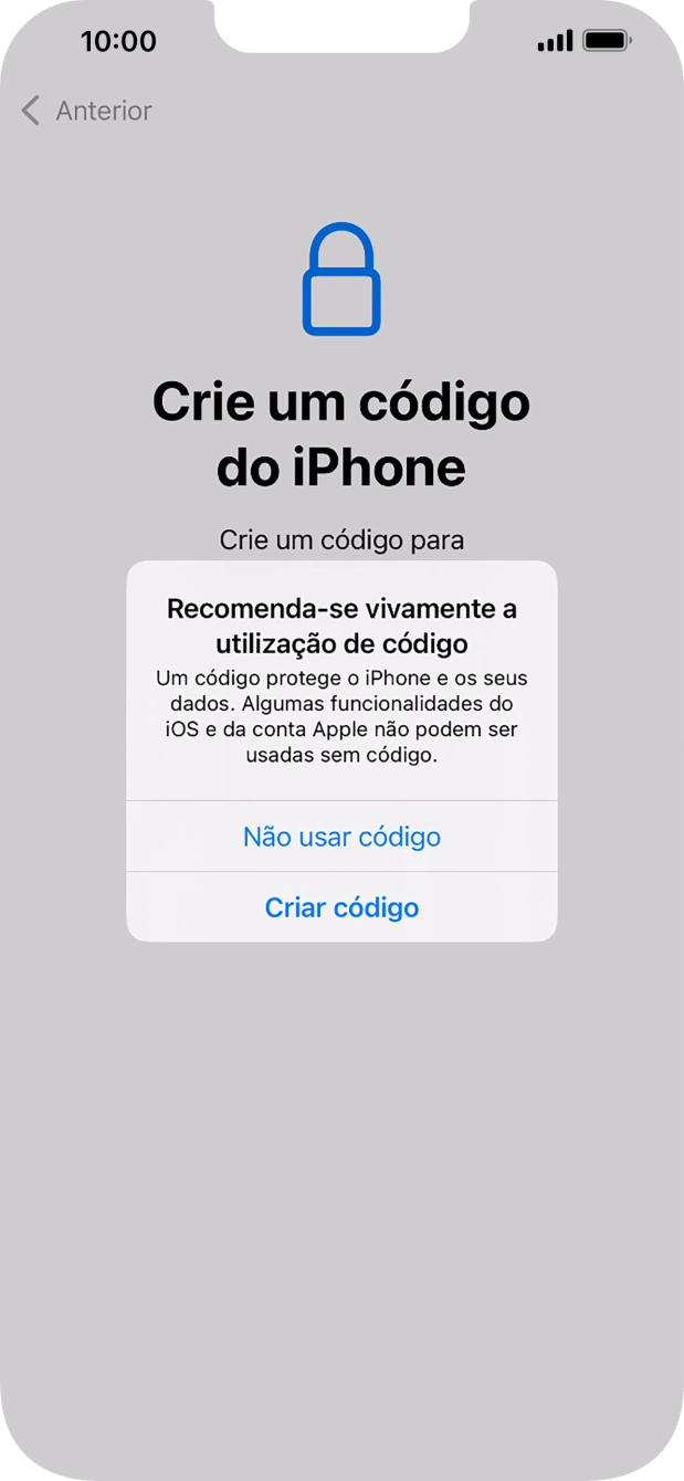 Se desativar a função, prima Não usar código.