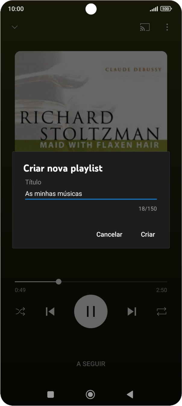Introduza o nome pretendido para a lista de reprodução e prima Criar.