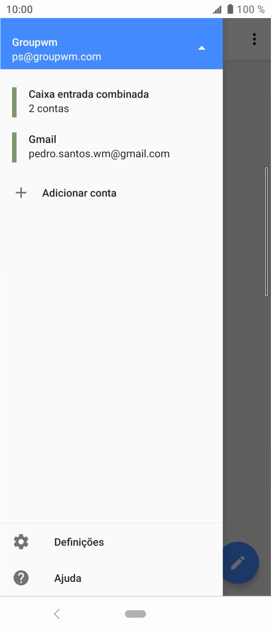 Prima a conta de e-mail pretendida.