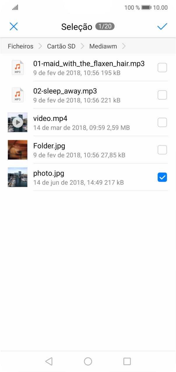Prima o ícone para aceitar.