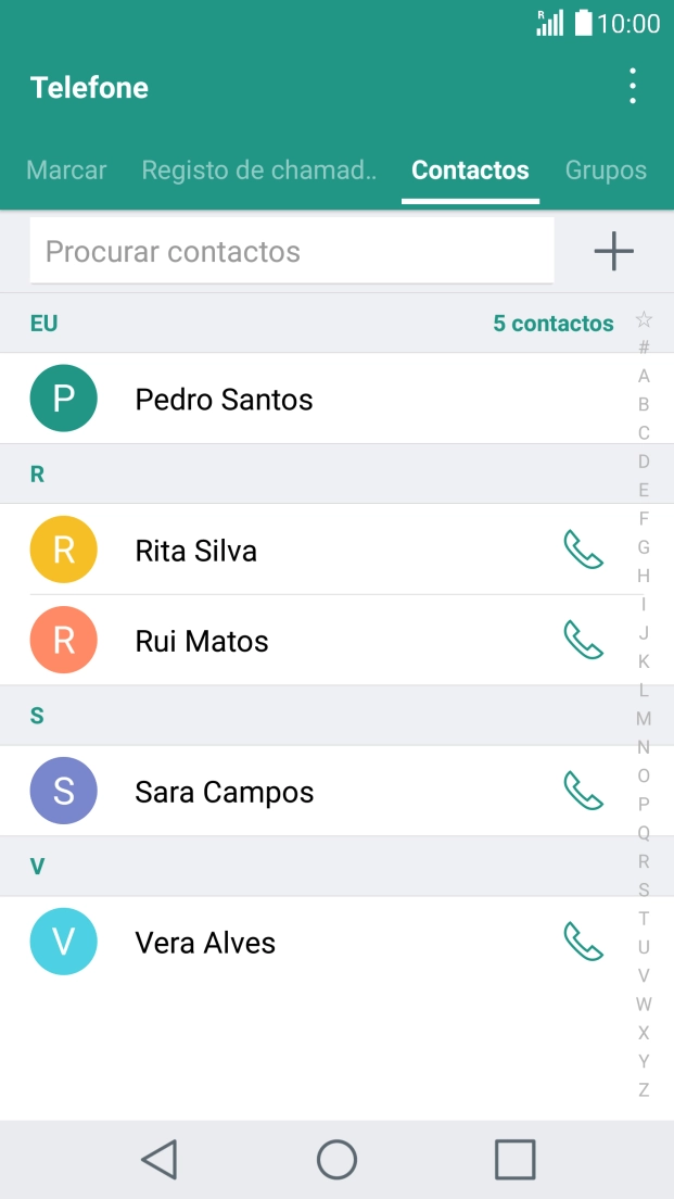 Prima o contacto pretendido.