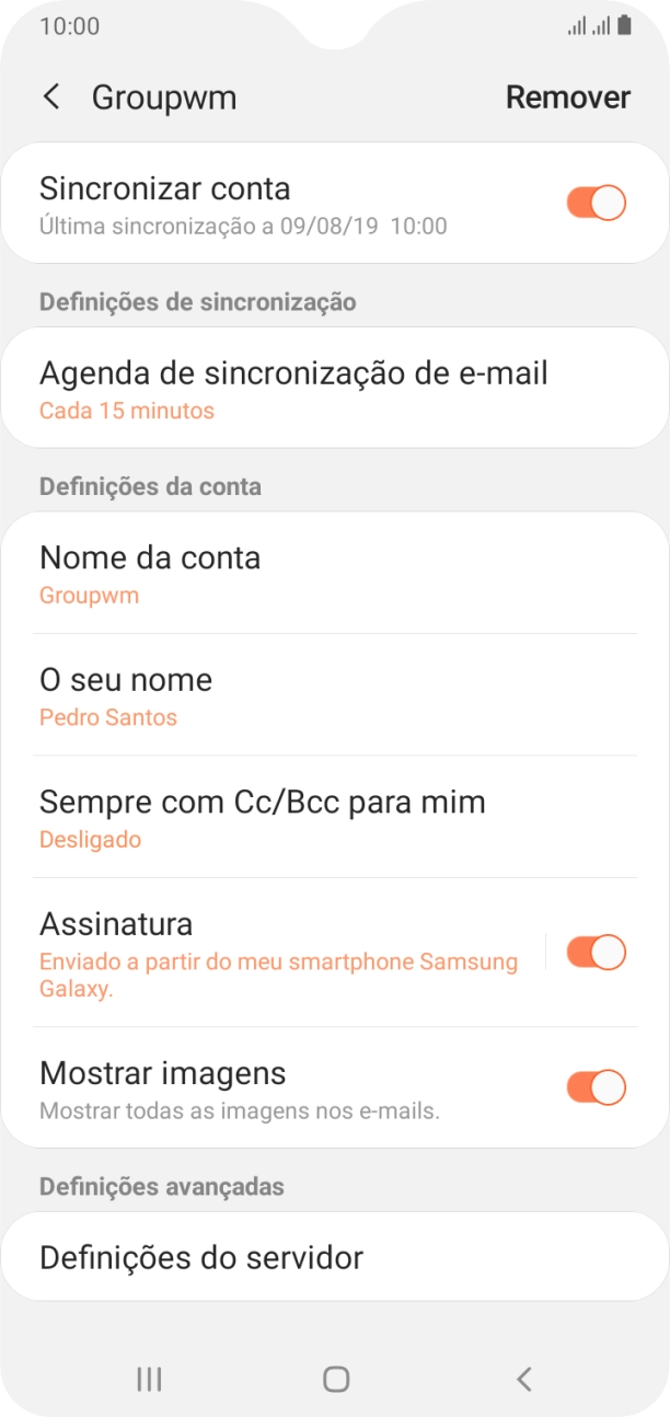 Prima Nome da conta.