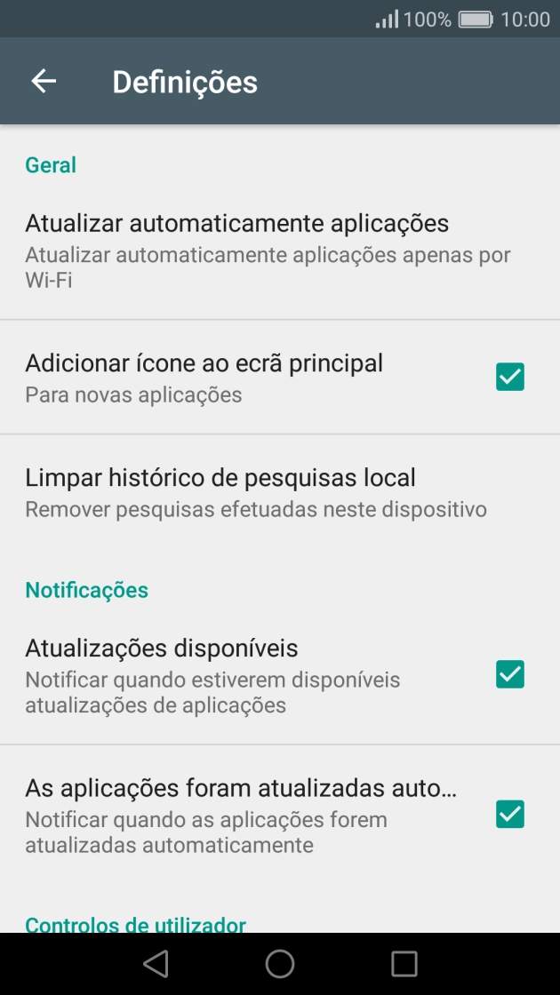 Prima Atualizar automaticamente aplicações.