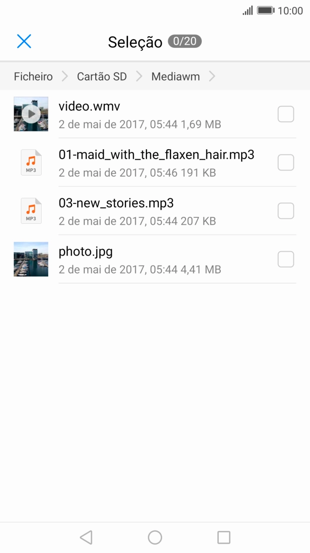 Prima o ficheiro pretendido.