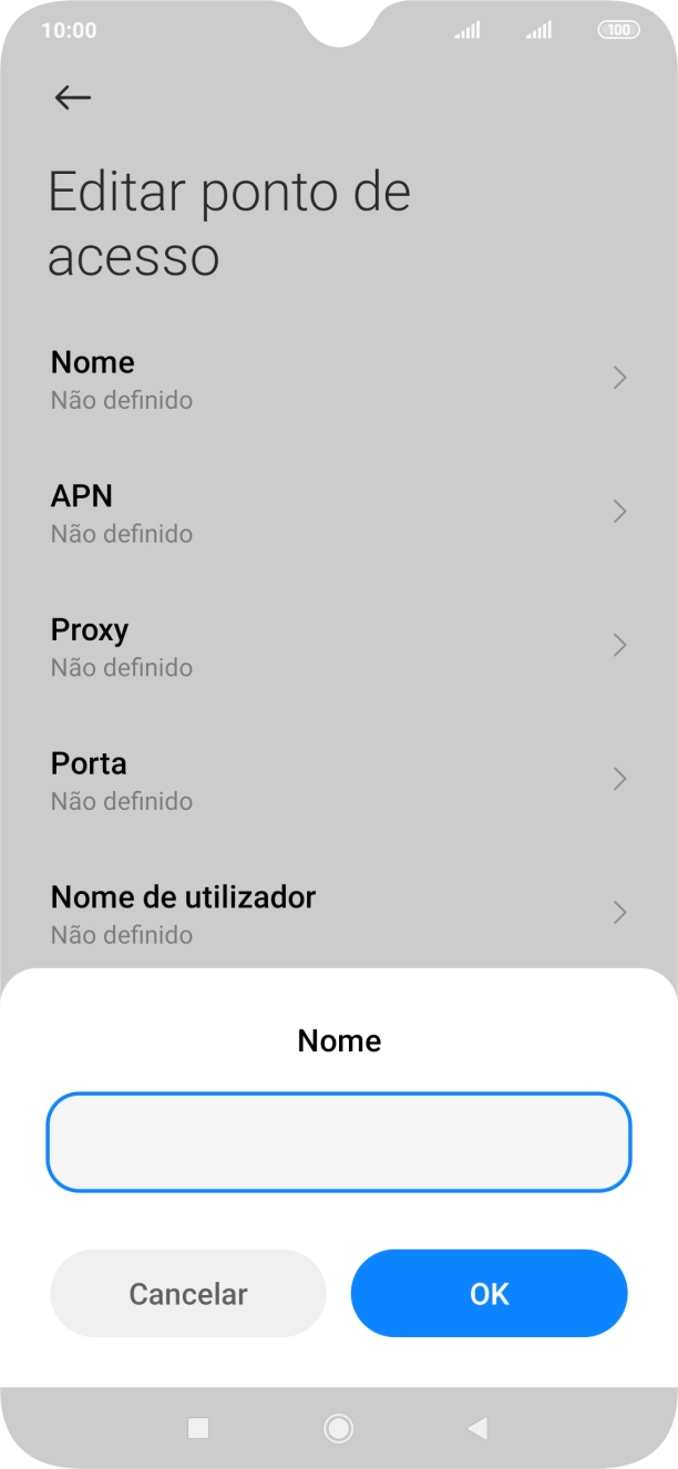 Introduza Vodafone Internet e prima OK.