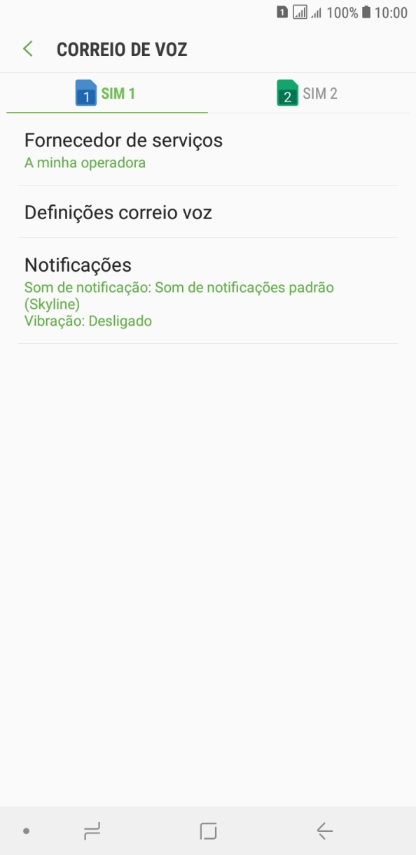 Prima o cartão SIM pretendido.