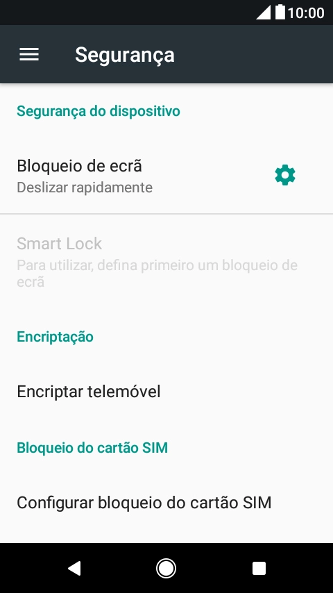 Prima Configurar bloqueio do cartão SIM.
