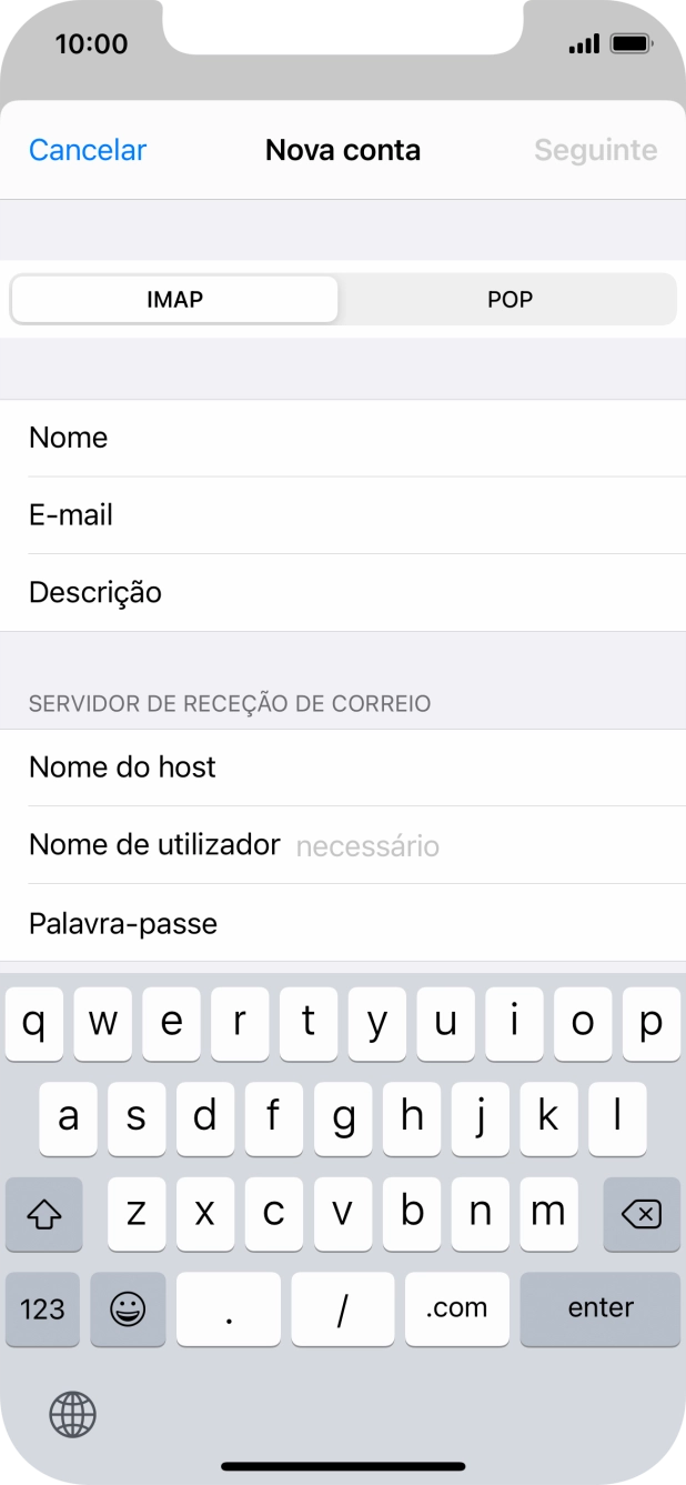 Prima Nome de utilizador e introduza o nome de utilizador da sua conta de e-mail na Vodafone.