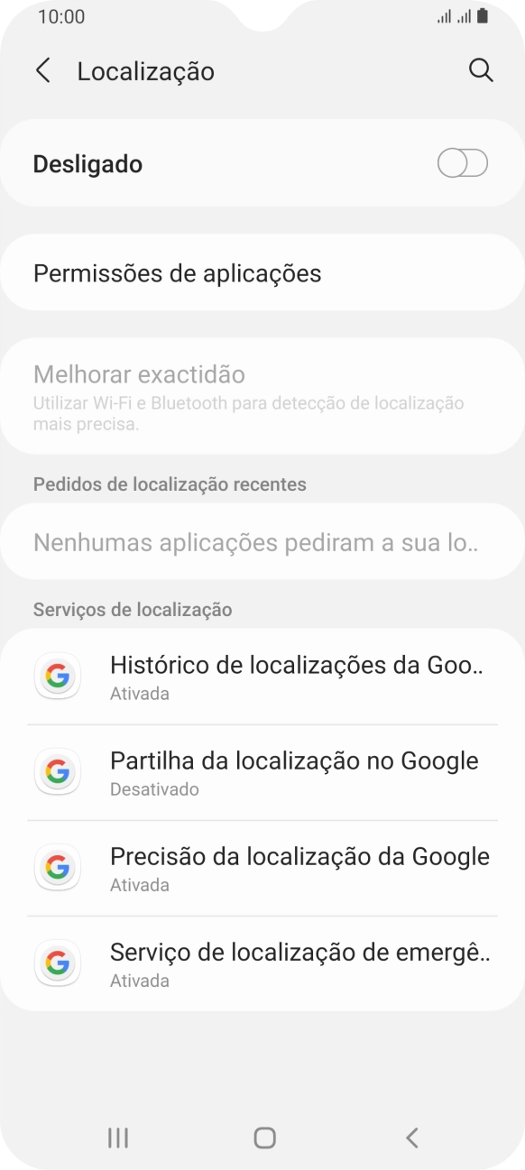 Prima o indicador para ativar ou desativar a função.