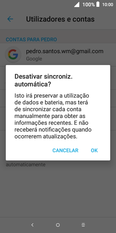 Se desativar a função, prima OK.