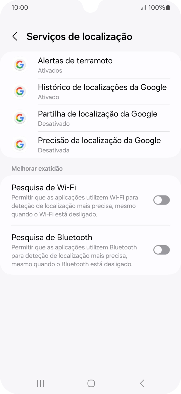 Prima Precisão da localização da Google.