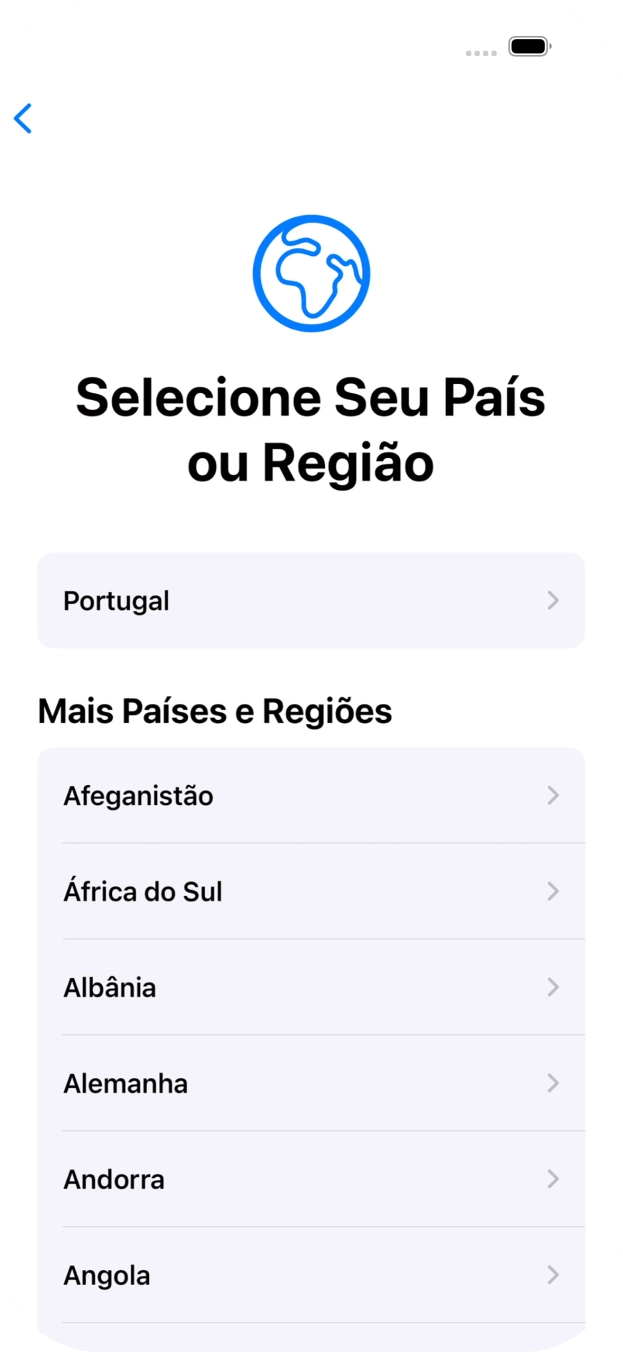 Prima a área ou país pretendido.