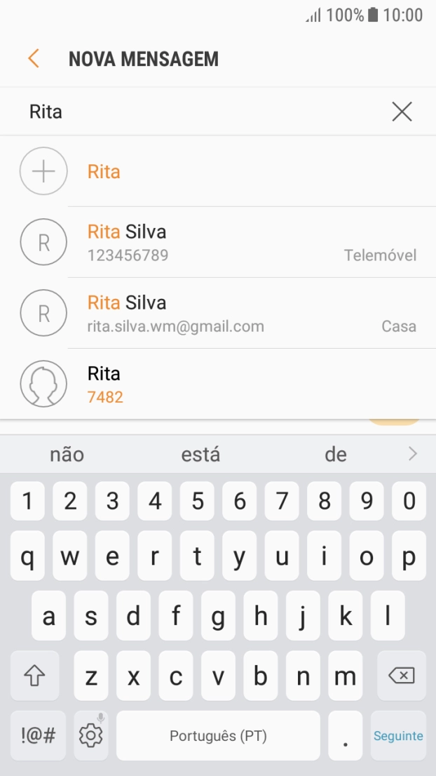 Prima o contacto pretendido.