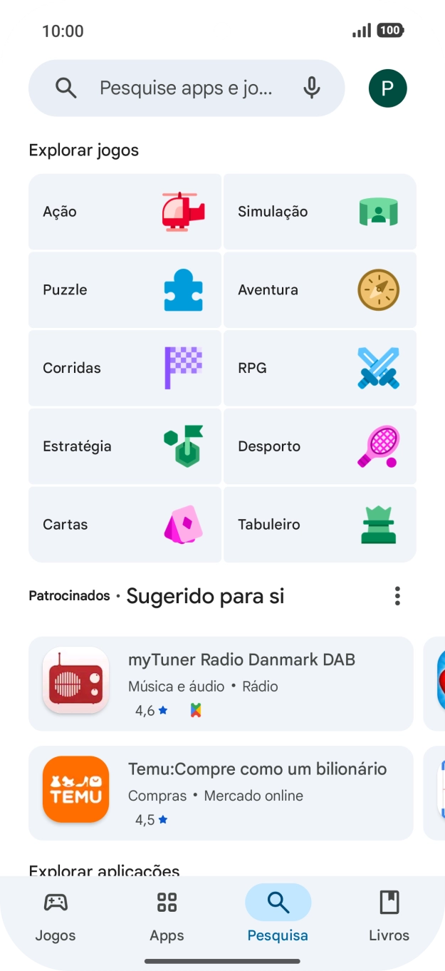 Prima a caixa de pesquisa.