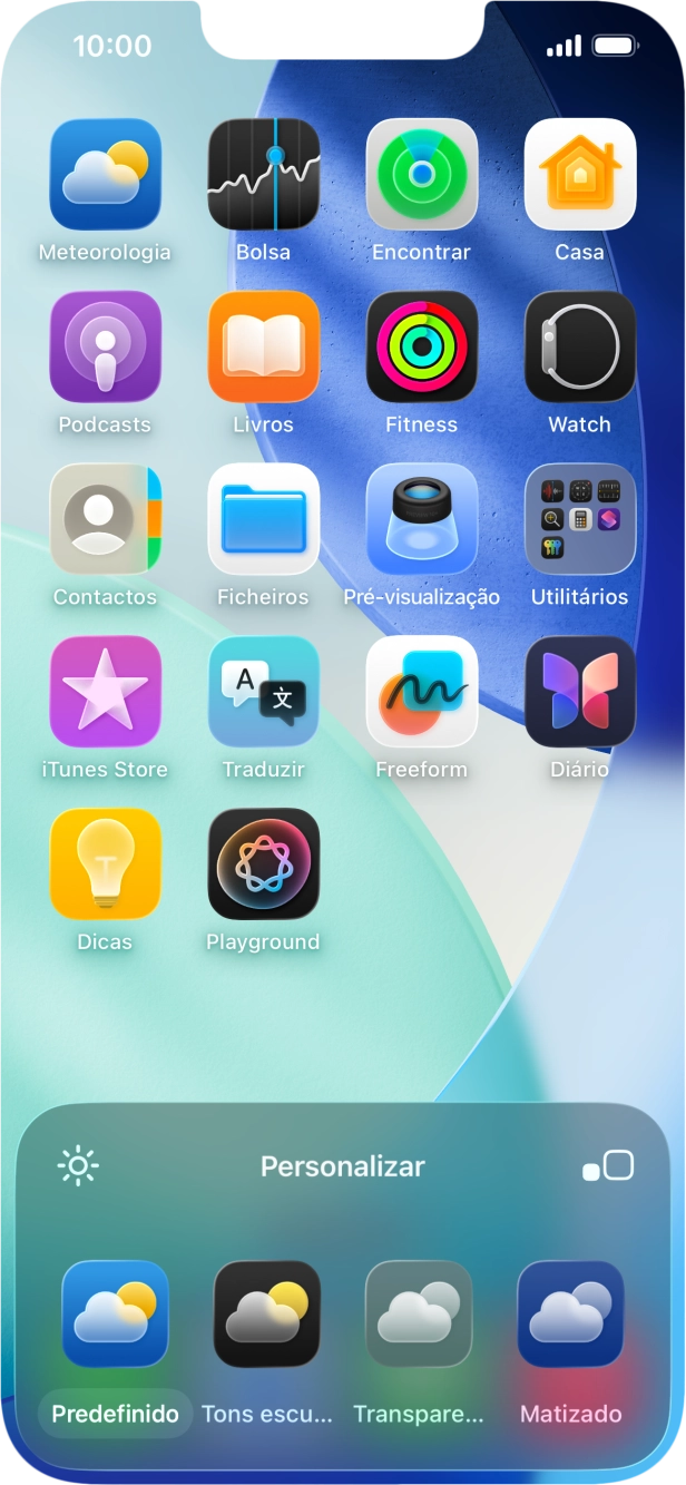 Prima as definições pretendidas para escolher o tamanho dos ícones de apps no ecrã inicial.