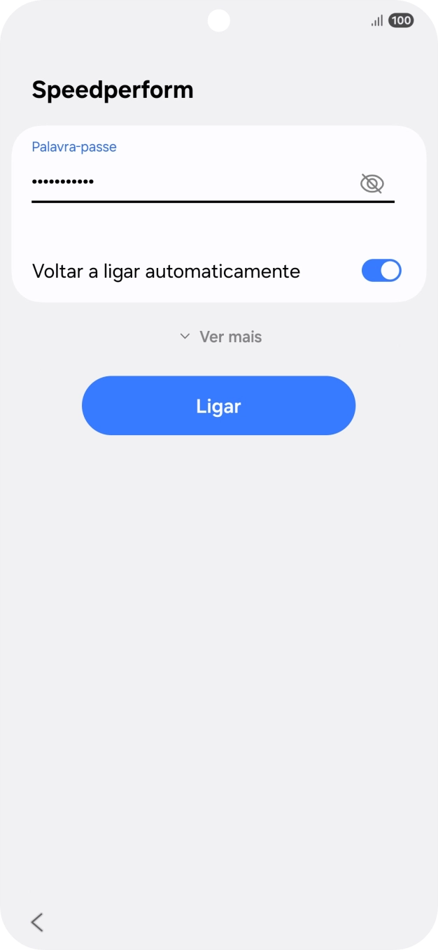 Introduza a password da rede Wi-Fi e prima Ligar.