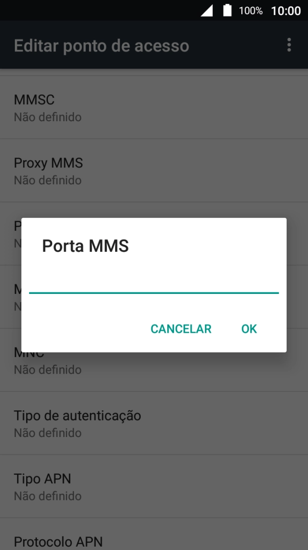 Introduza 80 e prima OK.