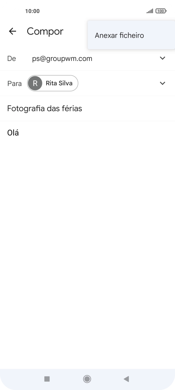 Prima Anexar ficheiro e vá até à pasta pretendida.