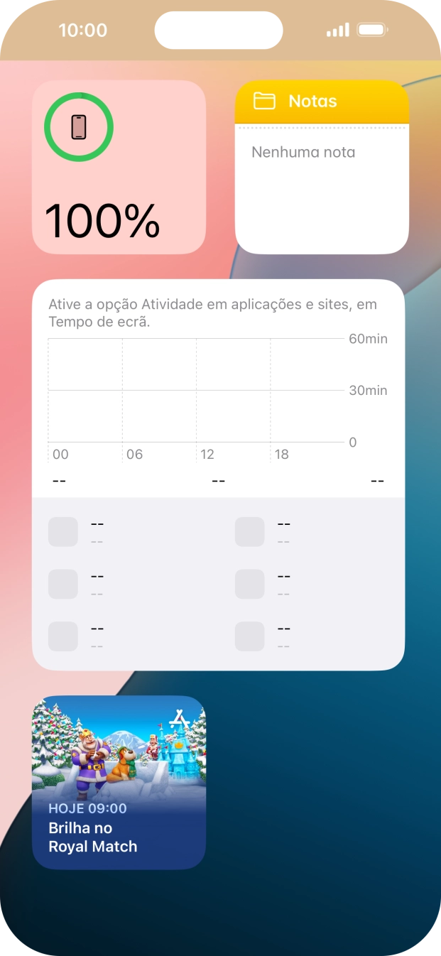 Mantenha premido o widget pretendido até aparecer um menu no ecrã.