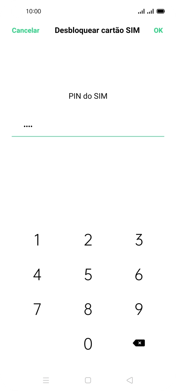 Introduza o seu código PIN e prima OK.