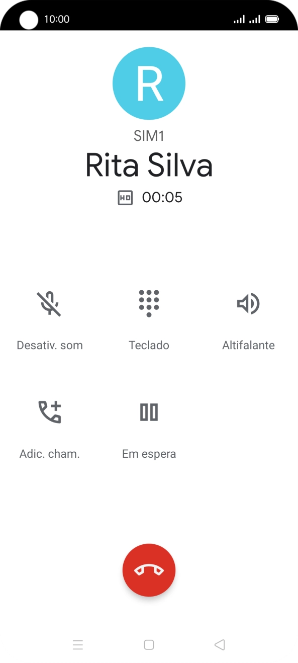 Prima o ícone para terminar a chamada.