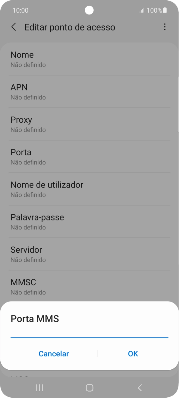 Introduza 80 e prima OK.