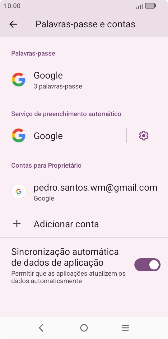 Prima Adicionar conta.