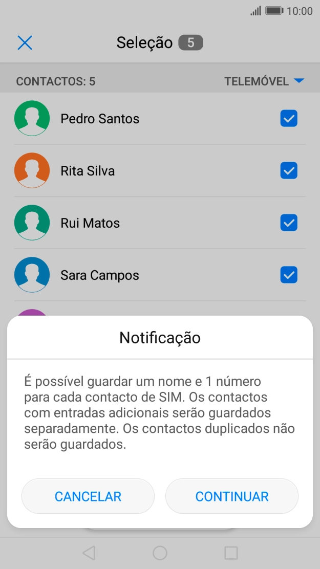 Prima CONTINUAR.